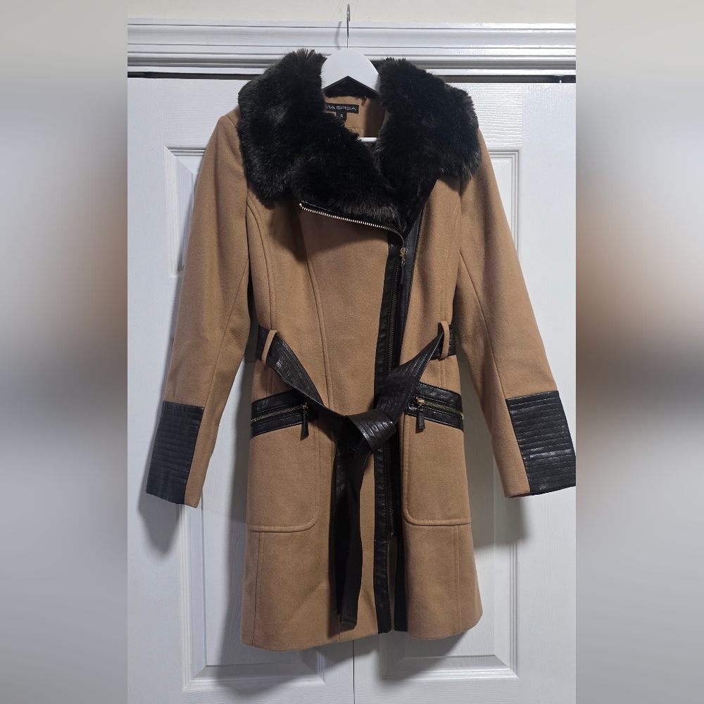 Via Spiga Tan and Black Trench Coat